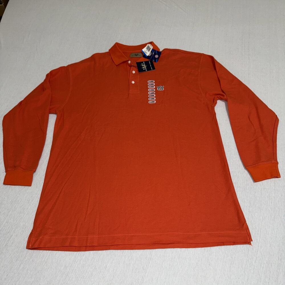 Auburn Tigers Long Sleeve Polo Men's Orange XL New NWT Vesi Sportswear